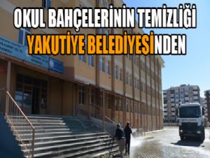 Okul bahçelerinin temizliği Yakutiye Belediyesi'nden