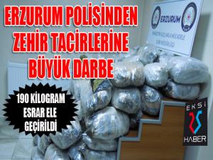 Erzurumda 190 kilogram esrar ele geçirildi