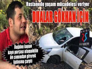 Dağdan kopan kaya parçası aracın üzerine düştü
32 yaşındaki sürücü yoğun bakımda