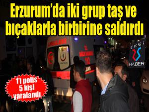 Erzurumda 100 kişinin karıştığı kavgada 5 kişi yaralandı