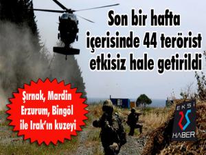 TSK: Son bir hafta içerisinde 44 terörist etkisiz hale getirildi