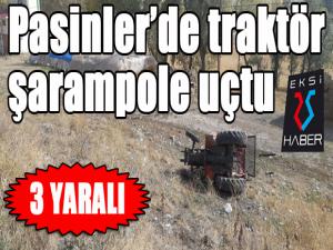 Pasinlerde traktör şarampole uçtu: 3 yaralı
