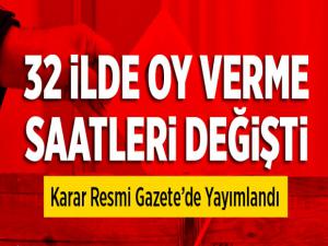 YSKnın oy verme saatlerine ilişkin kararı Resmi Gazetede