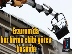 Erzurumda buz kırma ekibi görev başında