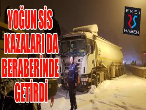 Erzurumda etkili olan sis trafik kazalarına neden oldu