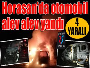 Otomobil alev alev yandı: 4 yaralı