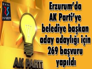 Erzurumda AK Partiye belediye başkan aday adaylığı için 269 başvuru yapıldı
