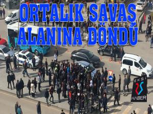 Erzurumda kalabalık iki grup arasında tekme tokat kavga