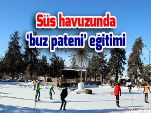 Süs havuzunda 'buz pateni' eğitimi