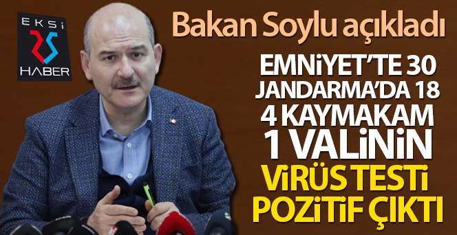 Soylu: 'Emniyet'te 30, Jandarma'da 18, 4 kaymakam ve bir valinin virüs testi pozitif çıktı